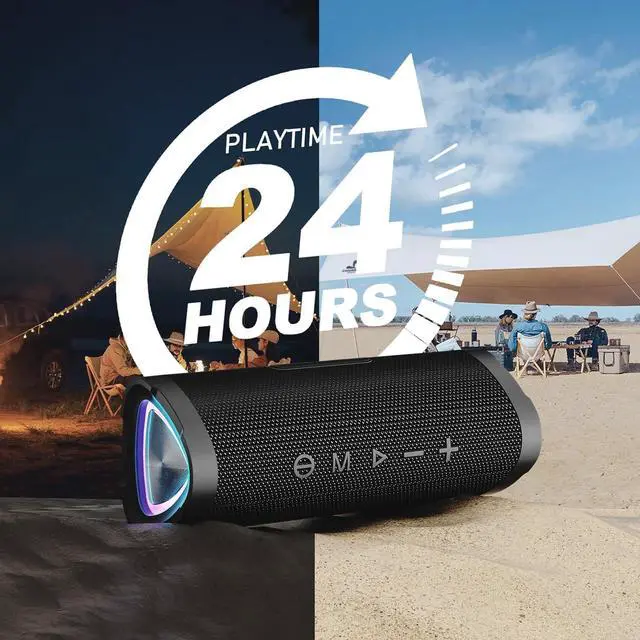 Alt view image 3 of 6 - Wireless Portable Bluetooth Speaker with 24W Stereo Sound,24H Playtime, IPX7 Waterproof,TWS Dual Pairing,Suitable for Home/Outdoor