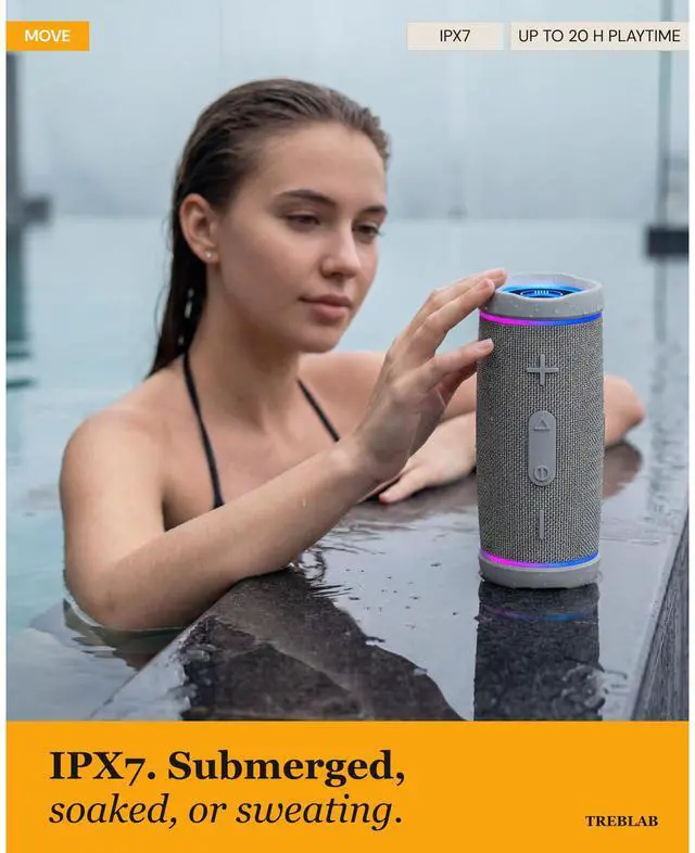 Alt view image 2 of 7 - HD77 Waterproof Bluetooth Speaker, 30W Loud 360° Sound, Deep Bass, IPX7, TWS Pairing, RGB Lights, 20H Battery, Portable Wireless Speaker for Outdoor, Beach, Camping, Party, Travel