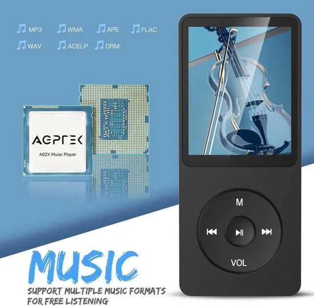 Alt view image 3 of 7 - A02 32GB MP3 Player, 70 Hours Playback Lossless Sound Music Player, Supports up to 128GB(Black)