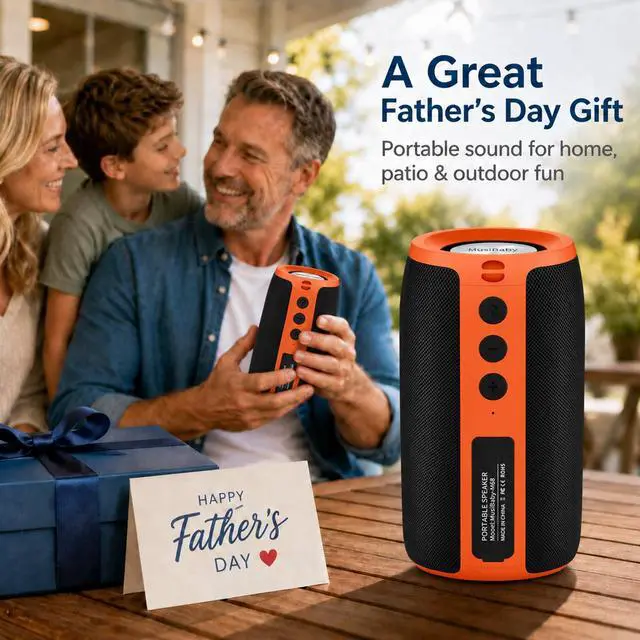 Alt view image 3 of 7 - Bluetooth Speaker, Speakers Bluetooth Wireless,Waterproof,Outdoor,Portable Speaker with Stereo Sound,Booming Bass,Dual Pairing,Bluetooth 5.3,24H Play,Gifts for Women Mothers Men-Orange