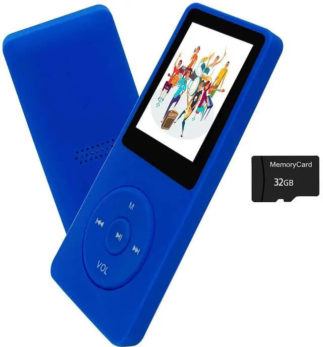 Main image of MP3 Player 32GB with Speaker Earphone Portable Mini Blue Music Player Support Voice Recorder E-Book 1.8 inch HD Screen Support up to 128GB