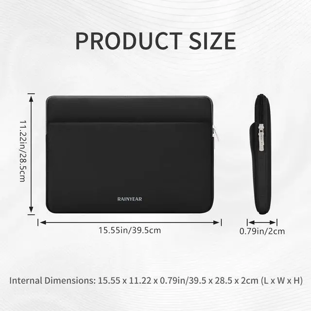 Alt view image 5 of 7 - Laptop Sleeve Case 15.6 Inch, Protective Portable Case with Front Pocket, Briefcase Handbag Computer Carrying Bag Laptop Bag Compatible for HP, Dell, Asus, Lenovo, Notebook, Black