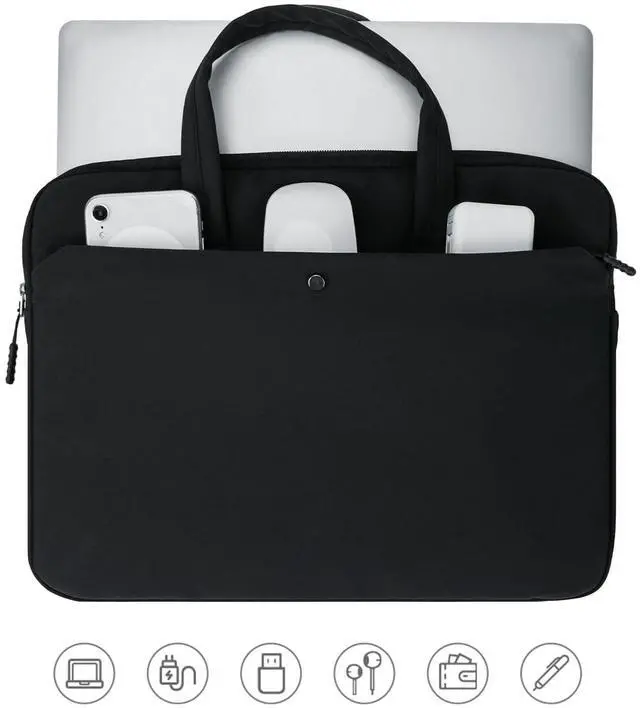 Alt view image 4 of 6 - 15.6 inch Protective Laptop Sleeve Case for 15.6 Inch Laptop Computer Notebook, 15-16 Inch Macbook Pro/Air, Slim Lightweight Computer Carrying Bag Cover Briefcase With Handle, Black
