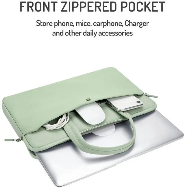 Alt view image 2 of 6 - 15.6 Inch laptop Case Carrying Bag Sleeve Cover, Waterproof Soft Small Briefcase for 15 15.6 16 inch Acer Asus Dell HP Thinkpad Chromebook Computer Notebook, Green