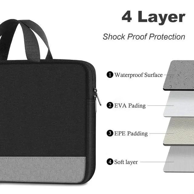 Alt view image 4 of 7 - Laptop Case Sleeve, 15.6 Inch Laptop travel Bag Computer Cover for Men Women, Water Resistant Carrying Slim Laptop Sleeve Compatible for HP, Dell, Asus, Acer, Lenovo, Apple Notebook, Black
