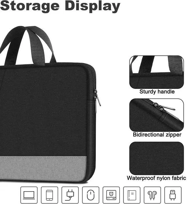 Alt view image 3 of 7 - Laptop Case Sleeve, 15.6 Inch Laptop travel Bag Computer Cover for Men Women, Water Resistant Carrying Slim Laptop Sleeve Compatible for HP, Dell, Asus, Acer, Lenovo, Apple Notebook, Black