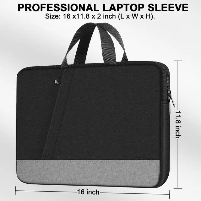 Alt view image 5 of 7 - Laptop Case Sleeve, 15.6 Inch Laptop travel Bag Computer Cover for Men Women, Water Resistant Carrying Slim Laptop Sleeve Compatible for HP, Dell, Asus, Acer, Lenovo, Apple Notebook, Black