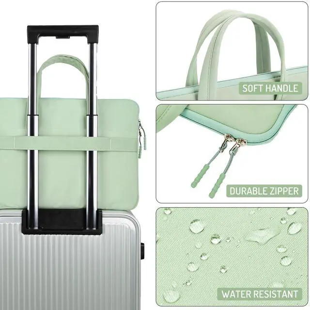 Alt view image 3 of 6 - 15.6 Inch laptop Case Carrying Bag Sleeve Cover, Waterproof Soft Small Briefcase for 15 15.6 16 inch Acer Asus Dell HP Thinkpad Chromebook Computer Notebook, Green