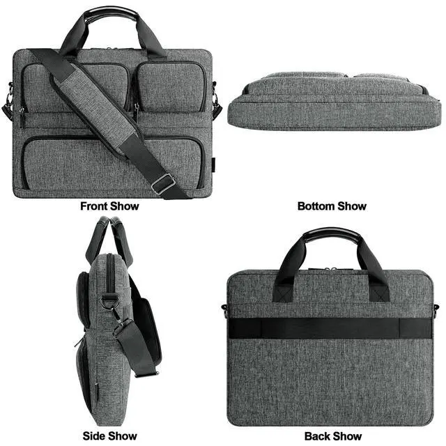 Alt view image 6 of 7 - 15-15.6 Inch Laptop Sleeve Waterproof Laptop Case Business Briefcase Portable Computer Bag with Shoulderstrap for HP ProBook/Acer/Dell Precision,Dark Grey