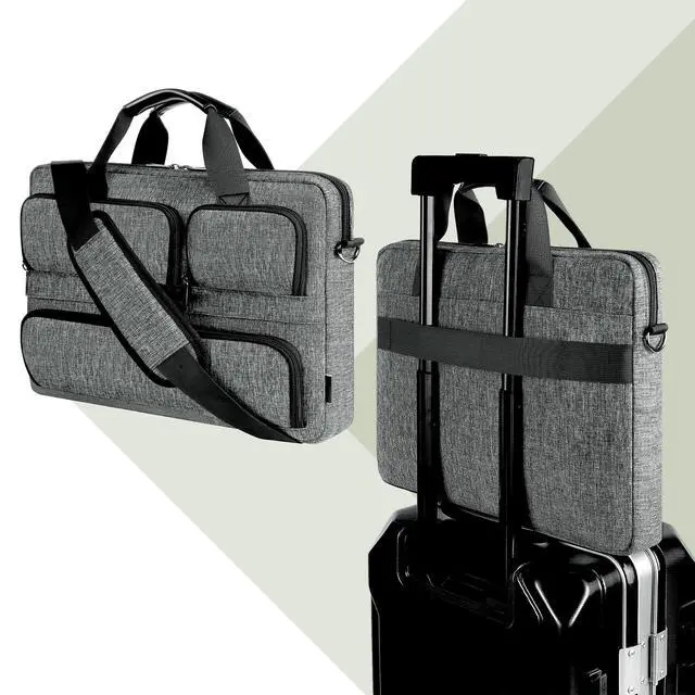 Alt view image 7 of 7 - 15-15.6 Inch Laptop Sleeve Waterproof Laptop Case Business Briefcase Portable Computer Bag with Shoulderstrap for HP ProBook/Acer/Dell Precision,Dark Grey