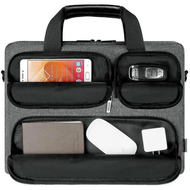 Alt view image 4 of 7 - 15-15.6 Inch Laptop Sleeve Waterproof Laptop Case Business Briefcase Portable Computer Bag with Shoulderstrap for HP ProBook/Acer/Dell Precision,Dark Grey