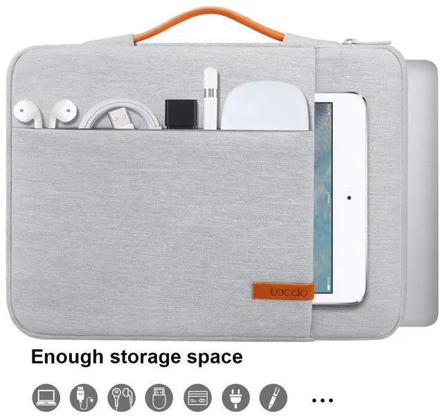 Alt view image 2 of 7 - 360° Protective 15-15.6 Inch Laptop Sleeve Case for Acer HP Lenovo Dell ASUS Laptop, Acer Aspire 15, HP Pavilion 15, Dell Inspiron 15, Lenovo IdeaPad 15, ASUS ZenBook 15 Computer Bag, Gray