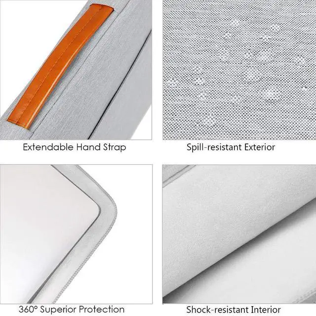 Alt view image 4 of 7 - 360° Protective 15-15.6 Inch Laptop Sleeve Case for Acer HP Lenovo Dell ASUS Laptop, Acer Aspire 15, HP Pavilion 15, Dell Inspiron 15, Lenovo IdeaPad 15, ASUS ZenBook 15 Computer Bag, Gray