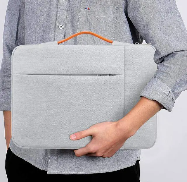 Alt view image 6 of 7 - 360° Protective 15-15.6 Inch Laptop Sleeve Case for Acer HP Lenovo Dell ASUS Laptop, Acer Aspire 15, HP Pavilion 15, Dell Inspiron 15, Lenovo IdeaPad 15, ASUS ZenBook 15 Computer Bag, Gray
