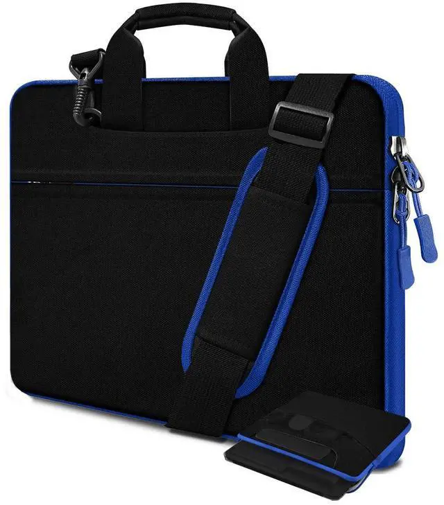 Main image of Laptop Case 15.6 inch Shoulder Bag, Durable Shockproof Protective Computer Carrying Briefcase with Multi-Pockets and Strap Compatible with Most 15.6 inch Notebooks,Black blue