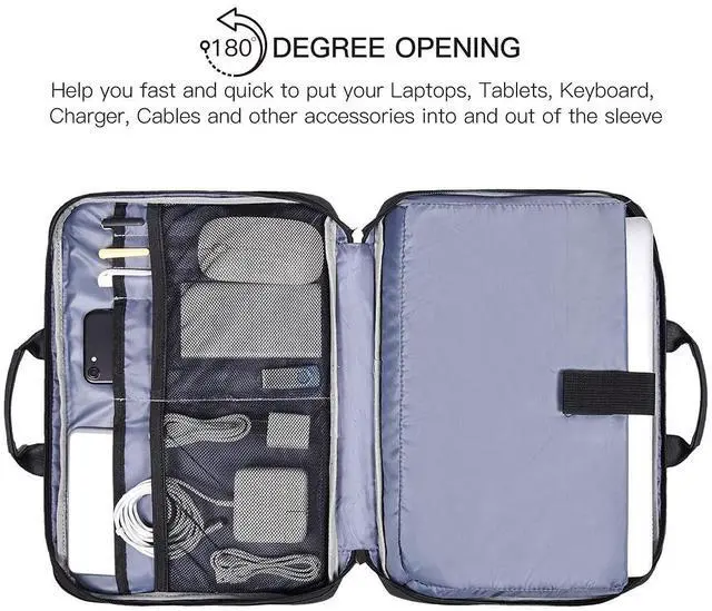 Alt view image 2 of 7 - 15.6 Inch Laptop Sleeve Bag, Men Women TSA Case for Macbook Pro 16 M5 M4 M3 M2 M1, Lenovo Ideapad 15.6, HP Envy/Victus 15.6, Acer Aspire/Nitro 5 15.6, Dell 15 16, ASUS Chromebook 15 16 Case, Black