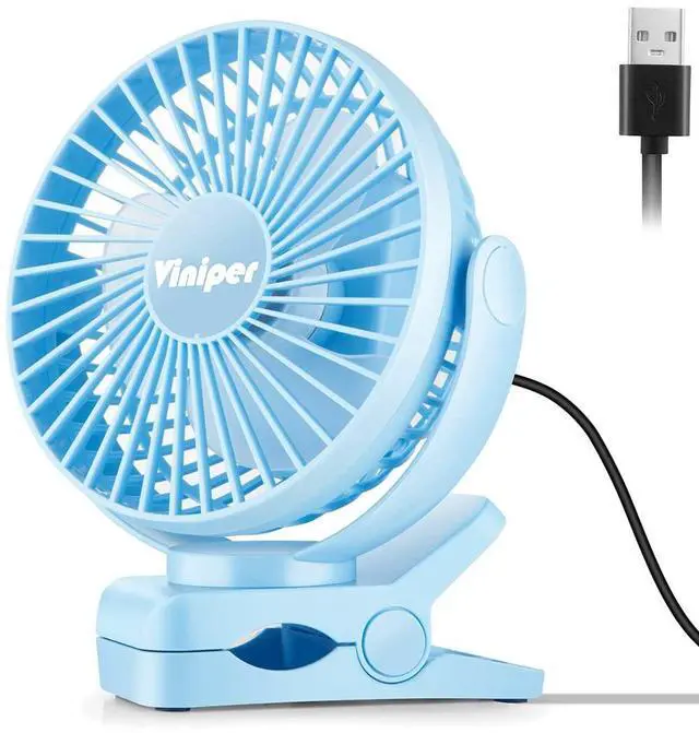 Main image of 6 inch USB Clip on Fan, Portable Small Desk Fan : 360° Rotation, 3 Speeds Wind Table Fan, Quiet Powerful for Home,Office (USB Powered Fan Not Rechargeable) - Light Blue