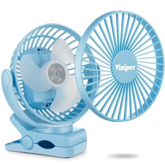 Alt view image 4 of 5 - 6 inch USB Clip on Fan, Portable Small Desk Fan : 360° Rotation, 3 Speeds Wind Table Fan, Quiet Powerful for Home,Office (USB Powered Fan Not Rechargeable) - Light Blue
