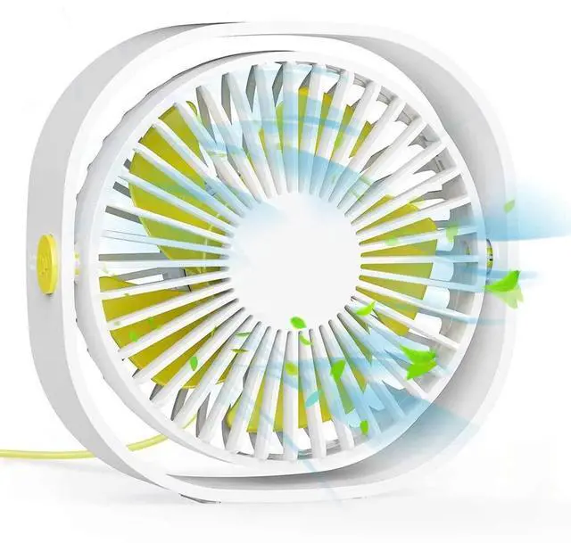 Main image of 2024 USB Desk Fans Small Quiet 4 Inch, 3 Speeds Portable Table Fan, 360°Rotatable Mini Desk Fan, Five-bladed Turbo Blade, 3.9 Feet Powered by USB with Anti-slip Pad - White