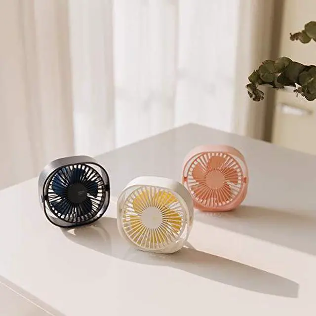 Alt view image 5 of 6 - 2024 USB Desk Fans Small Quiet 4 Inch, 3 Speeds Portable Table Fan, 360°Rotatable Mini Desk Fan, Five-bladed Turbo Blade, 3.9 Feet Powered by USB with Anti-slip Pad - White