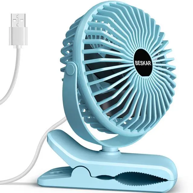 Main image of Clip on Fan, Portable Small Desk Fans with Strong Airflow, 3 Speeds with Personal Fans Sturdy Clamp, Quiet Desk Fan & Clip Fan with USB Cord Powered - No Battery