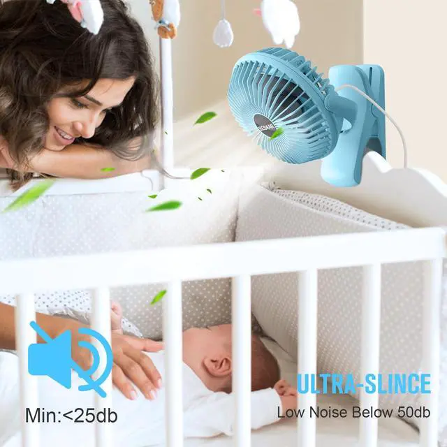 Alt view image 3 of 7 - Clip on Fan, Portable Small Desk Fans with Strong Airflow, 3 Speeds with Personal Fans Sturdy Clamp, Quiet Desk Fan & Clip Fan with USB Cord Powered - No Battery
