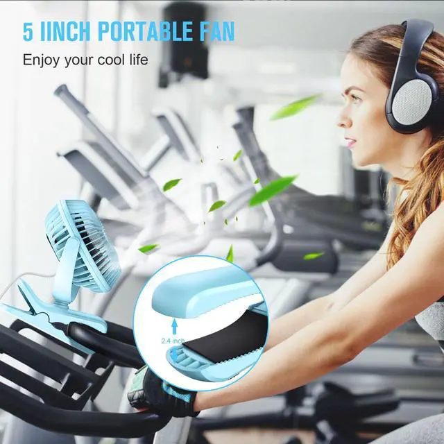 Alt view image 7 of 7 - Clip on Fan, Portable Small Desk Fans with Strong Airflow, 3 Speeds with Personal Fans Sturdy Clamp, Quiet Desk Fan & Clip Fan with USB Cord Powered - No Battery