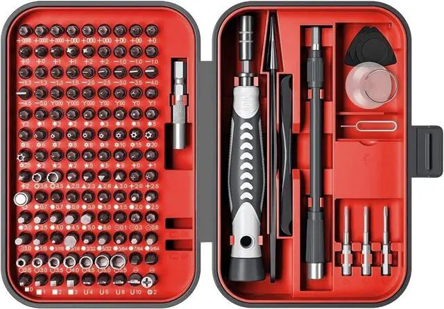 Main image of Screwdriver Set Precision Screwdriver Bit Sets 130 in 1, Mini Hex Phillips Torx Slotted Screwdriver Bit Set with Tool Box, Ideal for Electronics, Laptop, iPhone, Jewelers and More(130-IN-Red)