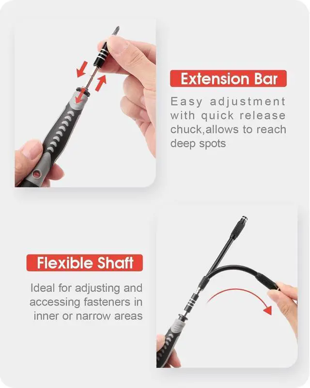 Alt view image 6 of 7 - Screwdriver Set Precision Screwdriver Bit Sets 130 in 1, Mini Hex Phillips Torx Slotted Screwdriver Bit Set with Tool Box, Ideal for Electronics, Laptop, iPhone, Jewelers and More(130-IN-Red)