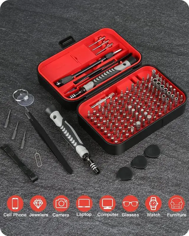Alt view image 7 of 7 - Screwdriver Set Precision Screwdriver Bit Sets 130 in 1, Mini Hex Phillips Torx Slotted Screwdriver Bit Set with Tool Box, Ideal for Electronics, Laptop, iPhone, Jewelers and More(130-IN-Red)