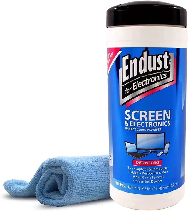 Main image of Endust For Electronics Screen & Surface Cleaning Wipes, For Tablet, E-Reader, Computer Monitor, Laptop, Phone, or TV; Pre-Moistened, Alcohol & Ammonia Free, 70 Wipes and A Microfiber Towel
