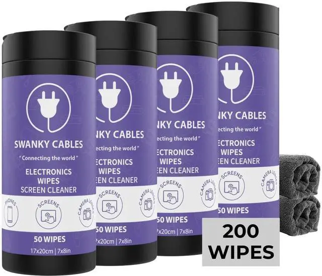 Main image of Screen Cleaner Wipes: Electronic Wipes for Screens - Computer Screen Wipes for Lens, Phone, Tv Screen and Monitor Cleaning - Tech Wipes & Microfiber Cloth (Canister, 200 Count)