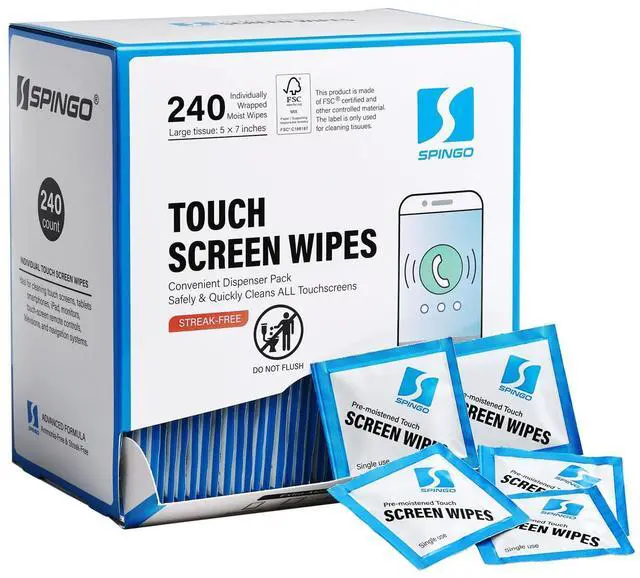 Main image of Electronic Wipes, Screen Wipes for Electronics, Pre-moistened Screen Cleaner Wipes for Phone, Laptop, Monitor, Car Screen, Eyeglasses, Non-Scratch Formula, 240 Count