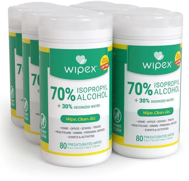 Main image of Alcohol Wipes for Electronics - Tech Wipes with 70% Isopropyl Alcohol - Equipment Cleaning for Computers, iPhones and Household Items, New Lint Free Cloth, 80 Count (Pack of 6)
