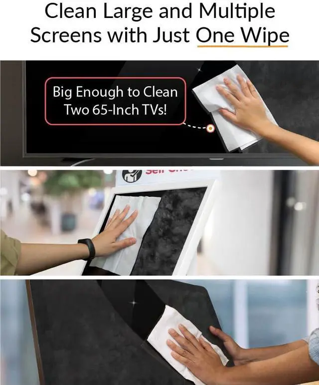 Alt view image 2 of 7 - XL Wipe - 9x12 Inch Electronics Cleaning Wipe, 70% Isopropyl Alcohol, Individually Sealed - Streak-Free, Lint-Free, Restores Optical Clarity - TV, Monitor, Laptop (24 Wipes)