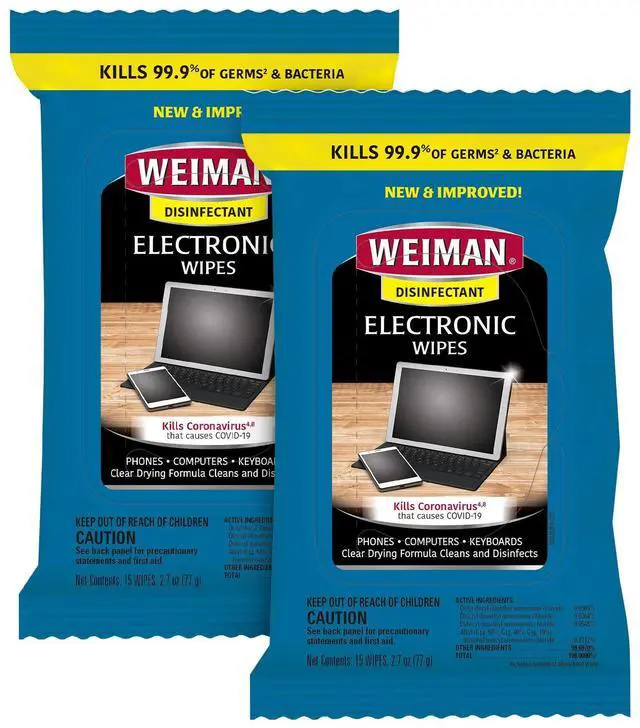 Main image of Electronic Disinfecting Wipes- 2 Pack - Safely Clean Your Laptop, Computer, TV, Screen Equipment-Electronic Cleaner Wipes-15 Count