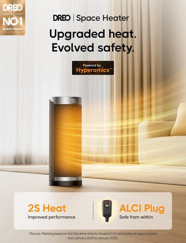 Alt view image 2 of 7 - Space Heater for Bathroom and Indoor, 70°Oscillating, 5 Modes, Remote for Home Bedroom, 12H Timer, with ALCI Safety Plug