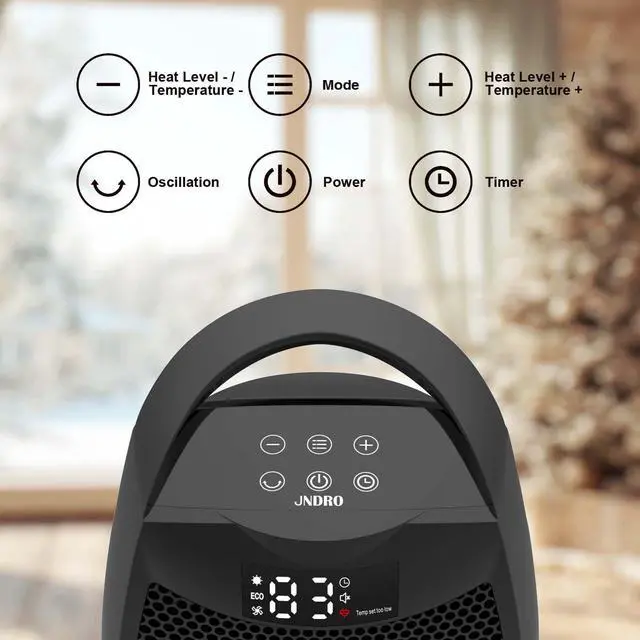 Alt view image 2 of 7 - Portable Electric Heaters for Indoor Use - 1500W PTC Ceramic Space Heater with Thermostat and Remote, Overheat and Tip-Over Protection, 70°Oscillation, Quick Heating for Home, Office, Bedroom