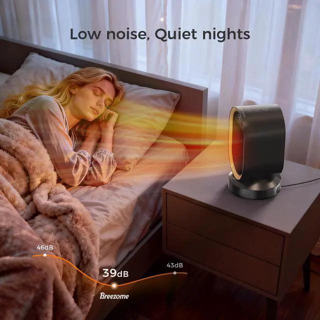Alt view image 7 of 7 - Space Heaters for Indoor Use, 1500W Fast Heating Ceramic PTC Space Heater with Thermostat 24H Timer, 85°Oscillating Quiet Electric Heaters for Indoor Office Desktop Home