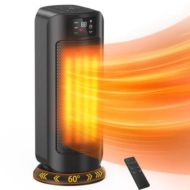 Main image of Space Heater, 1500W Space Heaters Efficient Heating with LED Display, 1-24H Timer, ECO, Multiple Protection, 60° Oscillating Portable Heater Quiet Heating for Garage Home Office Indoor Use