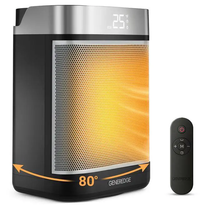 Main image of Portable Space Heater for Indoor Use - 1500W PTC Electric Heater with Digital Thermostat, Remote Control, 80°Oscillation, Timer, Fan & Quite Eco Mode, Rapid and Safe Heating for Bedroom