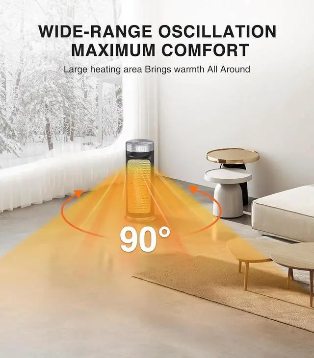 Alt view image 5 of 7 - 1500W Smart Electric Space Heater for Indoor Spaces - WiFi/App Control, Remote Included, 24H Timer, 5 Modes for Home, Office, Bedroom, Bathroom Use