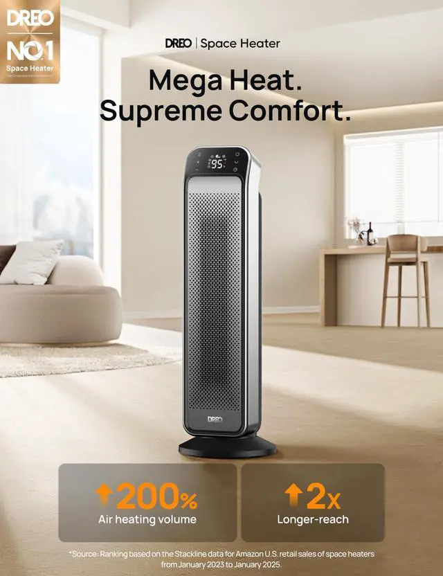Alt view image 2 of 7 - Space Heater Indoor, 25" 11.5ft/s Fast Portable Room Heater with Remote and Thermostat, 3 Modes, Overheating & Tip-Over Protection, Electric Heaters for Indoor Use Large Room, Bedroom, Silver
