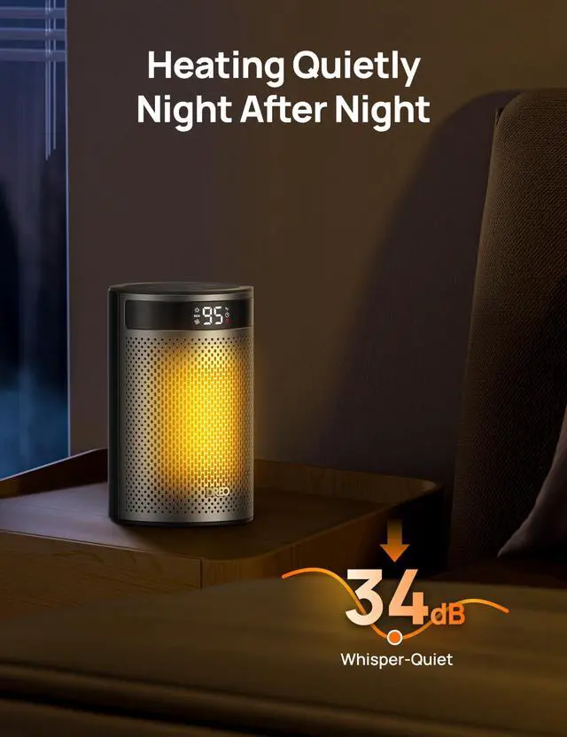 Alt view image 5 of 6 - Space Heaters for Indoor Use, Portable Heater with Thermostat, 1-12H Timer, Remote, Eco Mode, 1500W PTC Ceramic Fast Safety Heater for Office Bedroom