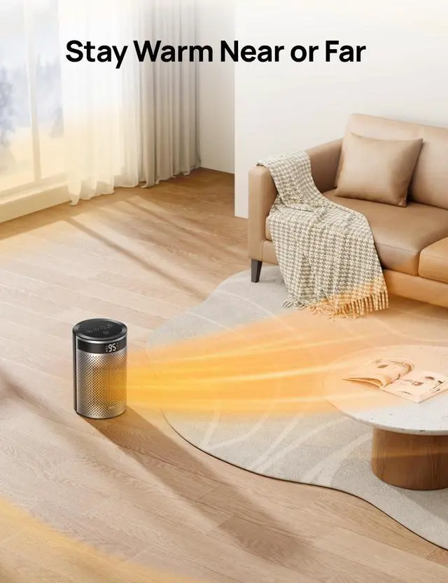 Alt view image 4 of 6 - Space Heaters for Indoor Use, Portable Heater with Thermostat, 1-12H Timer, Remote, Eco Mode, 1500W PTC Ceramic Fast Safety Heater for Office Bedroom