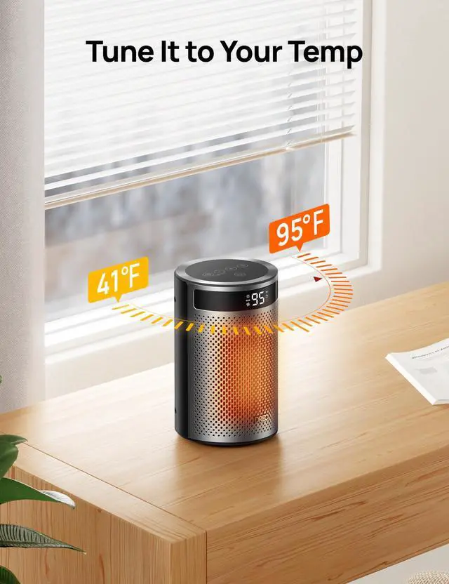 Alt view image 6 of 6 - Space Heaters for Indoor Use, Portable Heater with Thermostat, 1-12H Timer, Remote, Eco Mode, 1500W PTC Ceramic Fast Safety Heater for Office Bedroom