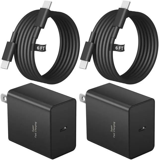 Main image of Type C Charger Fast Charging 45W USB C Charger Samsung Chargers 2-PACK 6FT Cord for iPhone 16/16 Plus/16 Pro/16 Pro Max/iPhone 15/15 Pro Max/iPad Pro/Samsung Galaxy S25 S24 S23 S22 S21,Android (Black)