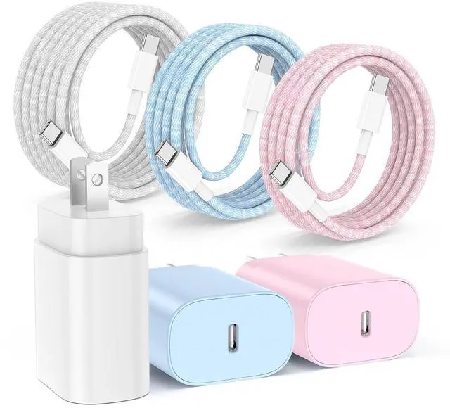 Main image of 25W USB C Super Fast Charging Charger for Samsung Galaxy Phone, 3Pack Quick Charger Block with Braided Long USB C to C Cables (6/6/10ft) for Samsung Galaxy S25/S24/Plus/Ultra, Android/iPhone 17
