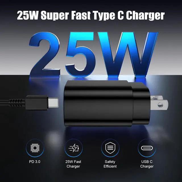 Alt view image 2 of 6 - 2Pack 25W USB C Charger for Samsung Galaxy S24 Ultra, Super Quite Fast Charging Type C Block with 6FT C to C Cord for Samsung Galaxy Tab S9 S8 S23 Ultra S22 Ultra S23 S22+ S22 S21 Note 10 Plus 20