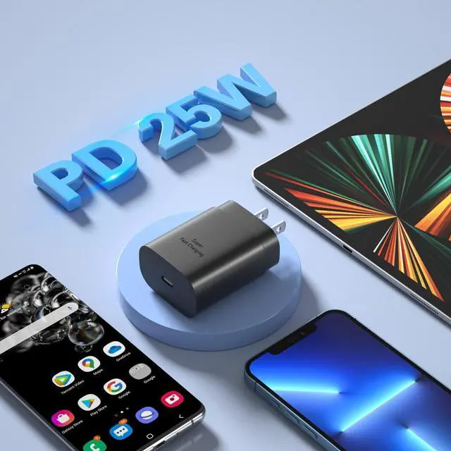 Alt view image 3 of 7 - USB C Wall Charger,Costyle 25W Super Fast Charger Type C Charging Block+6.6FT USB C to C Cable for Samsung Galaxy S24/S25 Ultra/S23 FE/S22/S21 Plus/S20 FE/S10e/Note 20/10/Z Fold3/Flip3/A53/A13(Black)